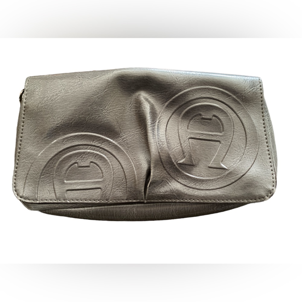 VTG ETIENNE AIGNER Handbag Purse Clutch NO STRAPS Steel Gray Faux Leather